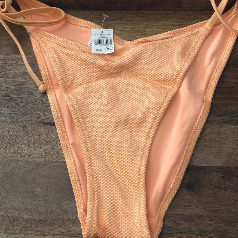 aerie Peach Textured Bikini Bottoms